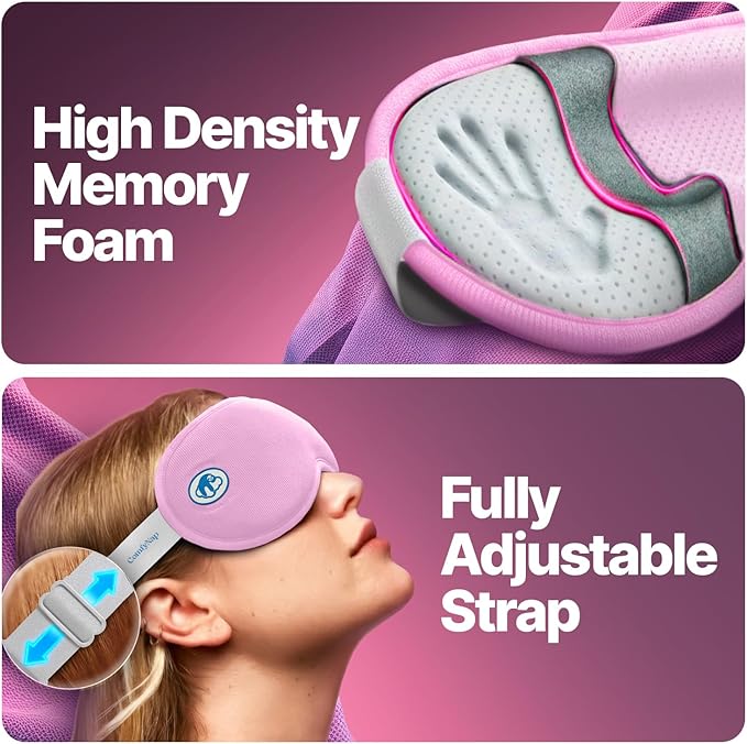 Eye Mask for Sleep with Ultimate Travel Case & Ear Plugs - DeepSpace™ Blackout Sleep Mask for Women Men, Side Sleeper Adjustable Eye Cover, Zero Eye Pressure, Memory Foam Eye Mask for Travel