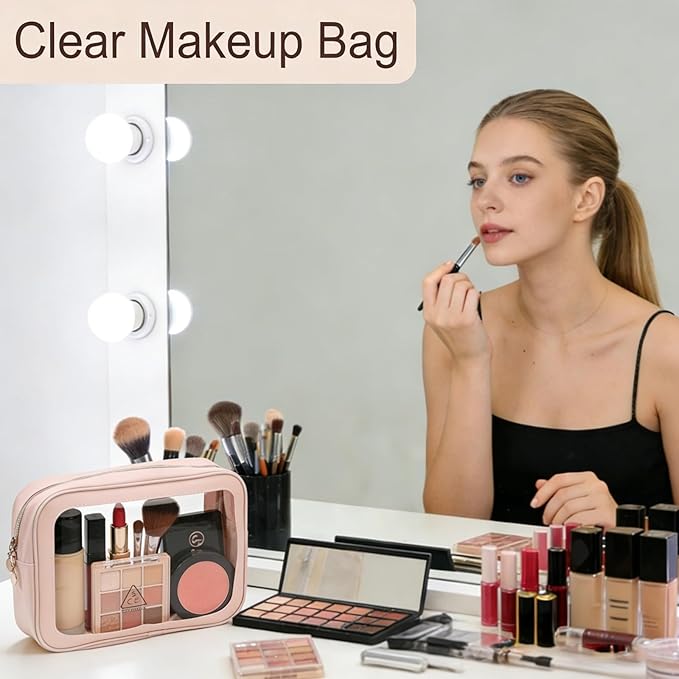 3PCS Diaper Bag Organizer Pouch Set，Clear Organizer Bags,TSA Approved Toiletry Bag,Clear Waterproof Cosmetic Bags with Zipper,Purse Organizer Pouches,Travel Organizer Bags for Woman and Kids