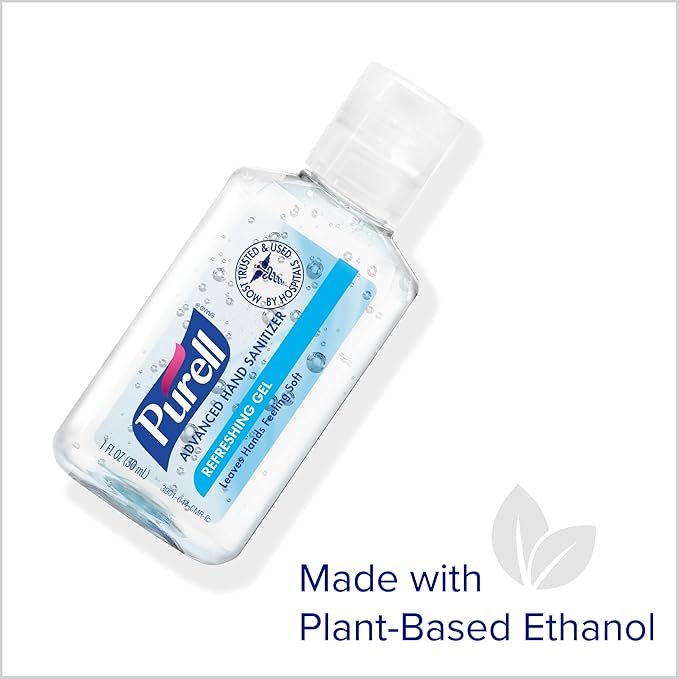 Purell Advanced Hand Sanitizer Refreshing Gel, Clean Scent, 1 fl oz Travel Size flip-Cap Bottle (Pack of 72) - 3901-72-CMR