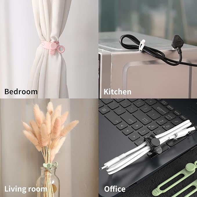 UMUST Silicone Cable Straps,10PCS 7.1"Cord Ties, Reusable Cable Ties，Travel Cord Organizer，Wire Organizer Ties for Kitchen,Home,School,Bundle Storage for Cables Etc（5 Colors）