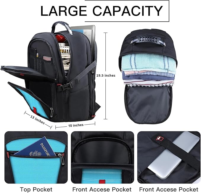 ANTERK Extra Large Backpack, Travel Backpack, Sturdy TSA Water Resistant 17.3 Inch Carry on Backpacks, Anti Theft Business Computer Backpacks Gifts for Men Women, Lake Blue