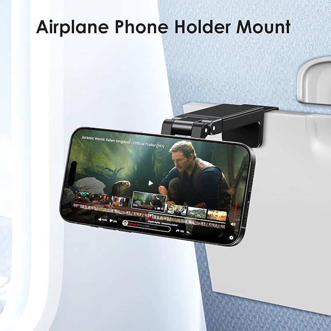 CreaDream 2 Pack Airplane Phone Holder Mount for Magsafe, Plane Travel Essentials Foldable Phone Stand with 360° Rotation, Women Men Long Flight Must Haves Travel Accessories for Desk, Tray Table