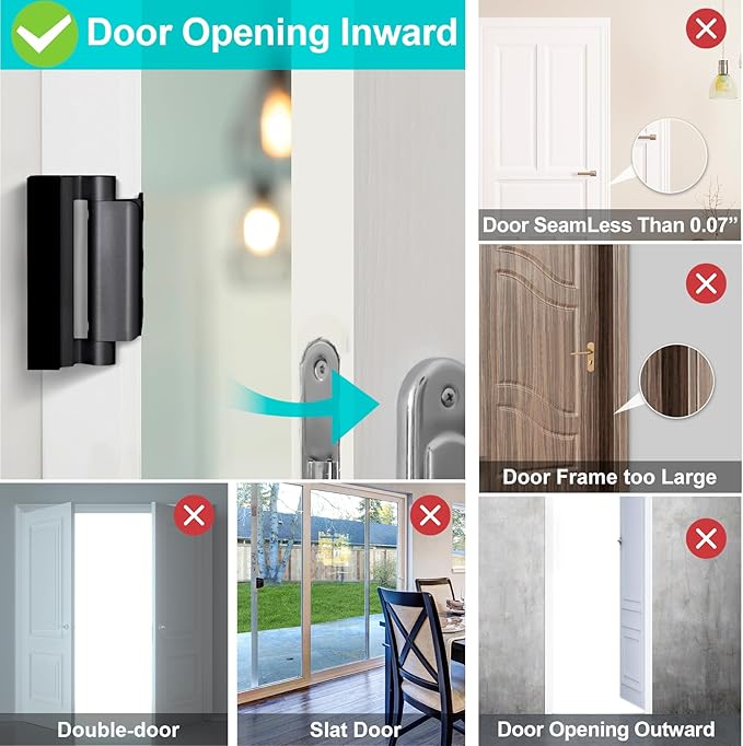 Home Security Door Reinforcement Lock for Kids Safety Upgraded Front Door Locks Withstand 800 lbs Metal Child Proof Door Latch Lock for Inside Door Top Extra Flip Lock High Deadbolt Lock Home Defender