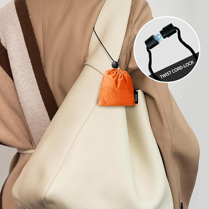 KALIDI Compact Tote Shopping bag Lightweight Foldable Tiny Reusable Grocery Shoulder Bag Crossbody