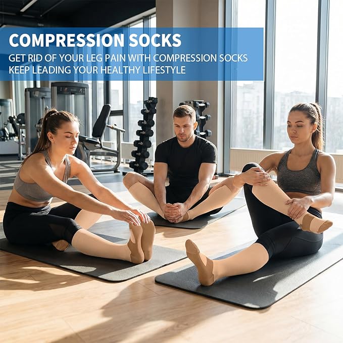 Sooverki Copper Compression Socks for Men & Women 8 Pack 15-20mmHg - Knee High Stockings Best Support for Running Athletic