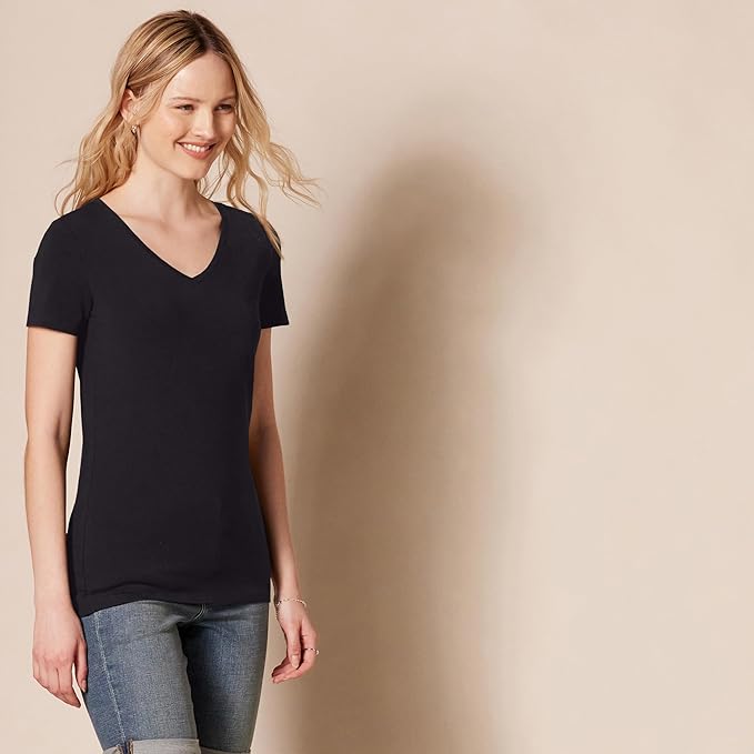 Amazon Essentials Women's Regular-Fit Short-Sleeve T-Shirt (Crewneck and V-Neck Options), Multipacks