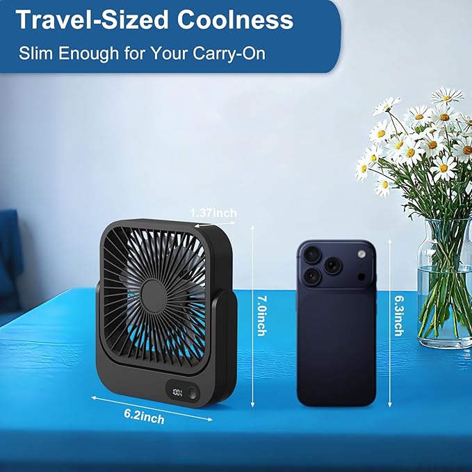 Cruise Fan, Cruise Approved Magnetic Fan, Upgraded 5000mAh Rechargeable & Plug-In, Cruise Must Haves Essentials 2026, 5-Speed Adjustable Portable Travel Fan Magnetically Cabin Ceiling Airplane RV