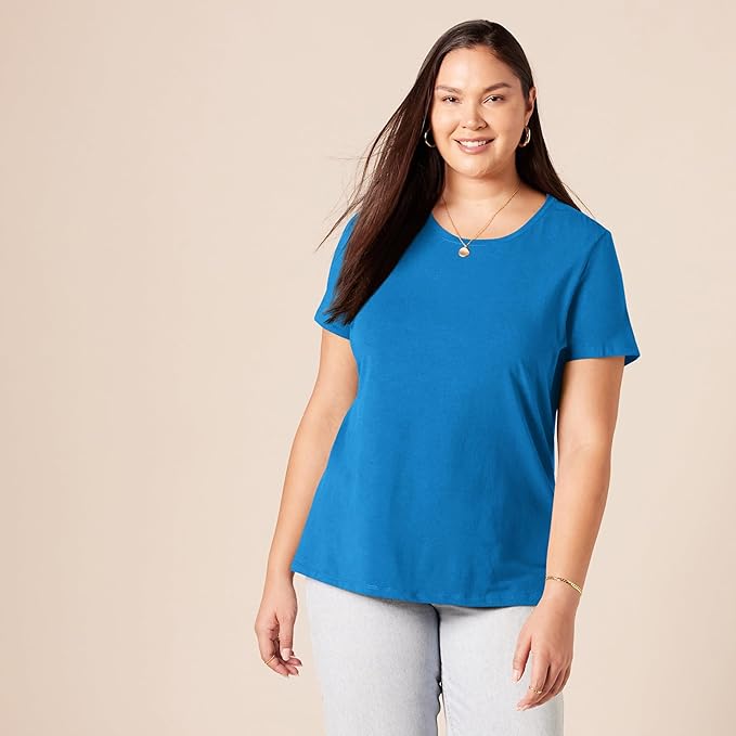 Amazon Essentials Women's Regular-Fit Short-Sleeve T-Shirt (Crewneck and V-Neck Options), Multipacks