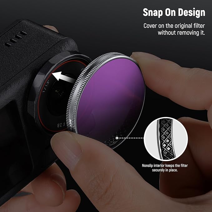 NEEWER ND/PL Filter Set Compatible with DJI Osmo Action 3/4/5 Pro, 4 Pack ND8/PL+ND16/PL+ND32/PL+ND64/PL Neutral Density Polarizing Action Camera Accessories Multicoated HD Optical Glass, FL-A77