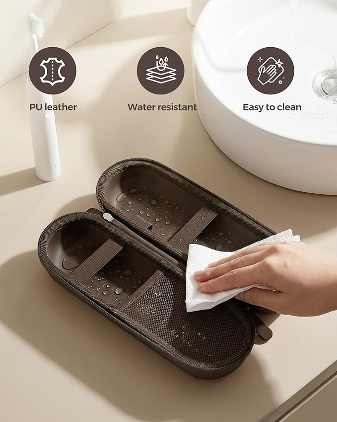 ProCase Electric Toothbrush Travel Case for Oral-B 1000/1500/5000/6000/7000/7500/9600 & iO 7/8/9/10, Philips Sonicare 1100/4100/5100/5300/6100, Water-Resistant Hard Case -L,Chocolate