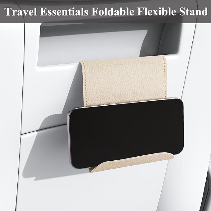 Airplane Travel Essentials for Flying Flex Flap Cell Phone Holder & Flexible Tablet Stand for Desk, Bed, Treadmill, Home & in-Flight Airplane Travel Accessories(1-Lichee White)