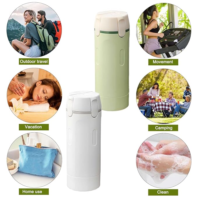 4 in 1 Travel Bottles for Toiletries - Refillable, Leak Proof, Portable Containers for Shampoo Lotion Conditioner Cream - Transparent with Scale and Label - for Business Trips Gym Camping (Green)