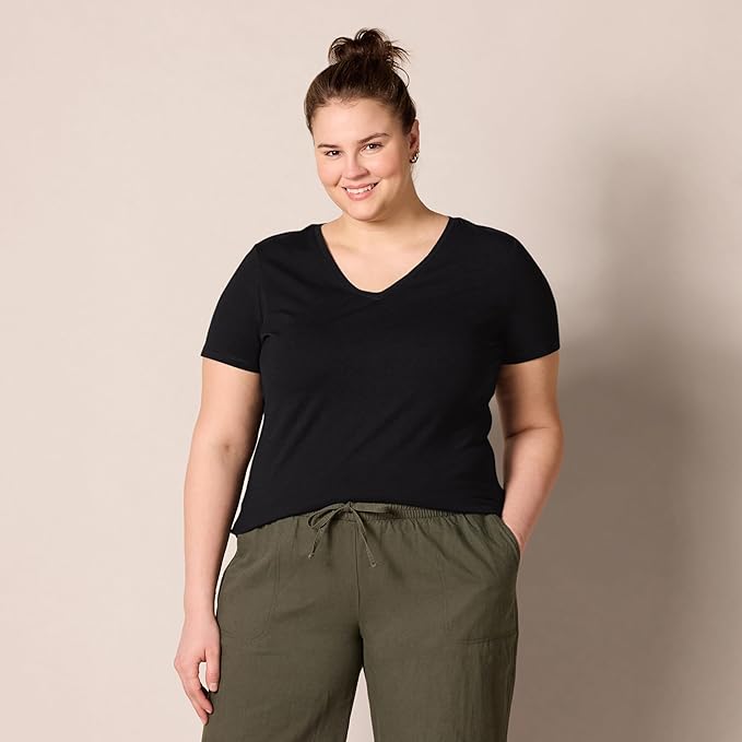 Amazon Essentials Women's Regular-Fit Short-Sleeve T-Shirt (Crewneck and V-Neck Options), Multipacks