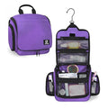 Goloni Hanging Toiletry Bag, 10 Compartments Water-Resistant Makeup Bag with 360° Spinning Metal Hook, Large Travel Cosmetic Organizer for Men & Women, Purple (7.05oz)