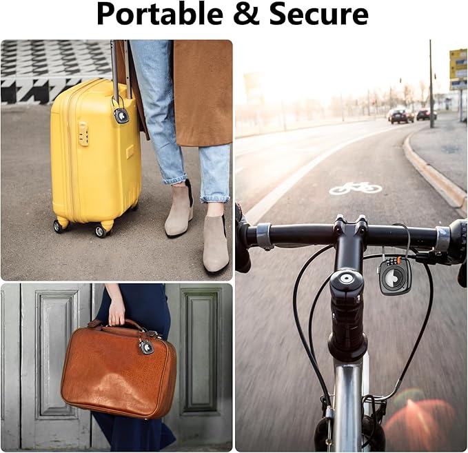Compatible with Apple AirTag Secure Lock with Wire Cable, 3-Digit Combination Luggage Locks, Alloy Body Ultra Durable Anti-Lost Protective Case for Luggage, Suitcase (Black*2)