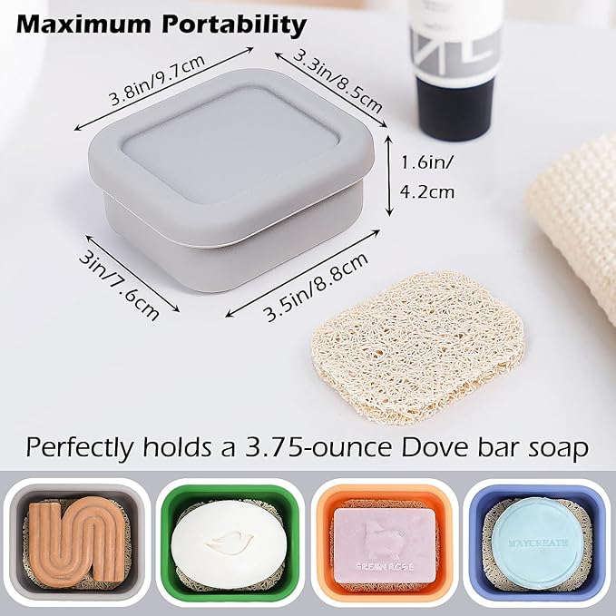 AIDIMMING Shampoo Bar Holder & Travel Soap Case -100% Leakproof Shatter-Proof Portable Soap Dish with Drainage & Lid - for Kitsch, Viori, Dove Bars - Gym, Camping & TSA Friendly (Deep Gray)