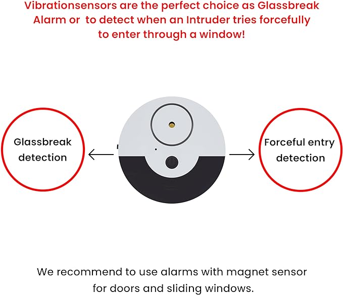 CATSONIC Premium Window Alarm Device Set - Extra Loud 130dB Alarm & Vibration Sensors - Universal Compatibility & Easy Installation - Great for Home, Office & RV Security (6 Set Black)