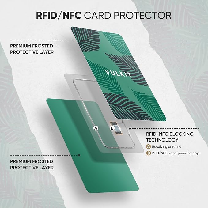 VULKIT RFID Blocking Cards, Slim RFID Card Blocker & NFC Contactless Card Protector for Your Wallet and Passport for Travel, Outdoor (2, Leaf)