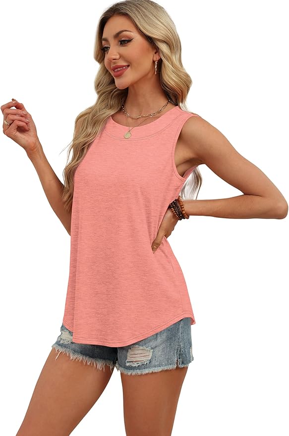 WIHOLL Tank Tops for Women Summer Outfits 2026 Crewneck Spring Casual Sleeveless Shirts Blouses Clothing