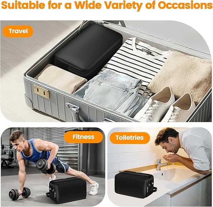 Toiletry Bag for Men, Water-Resistant Mens Toiletry Travel Bag & Tactical Shower Bag, Toiletries Travel Bag Storage for Grooming Accessories, Toiletry Bags for Travel Gym Dorm