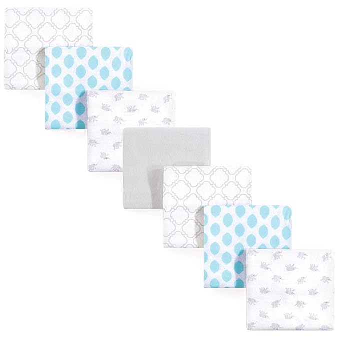 Luvable Friends Unisex Baby Cotton Flannel Receiving Blankets, Elephant 7-Pack, One Size