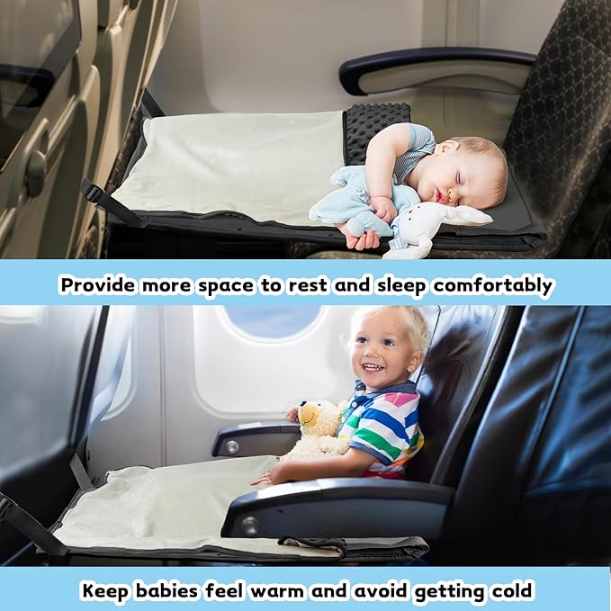 Toddler Airplane Bed with Blanket, Airplane Seat Extender for Kids, Baby Travel Tssentials, Black