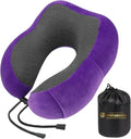 Travel Pillow - 100% Memory Foam - Travel Pillows for Airplane - Neck Pillow Airplane and Car Use - Memory Foam Travel Neck Pillow - Travel Essentials for Women and Men (Purple)