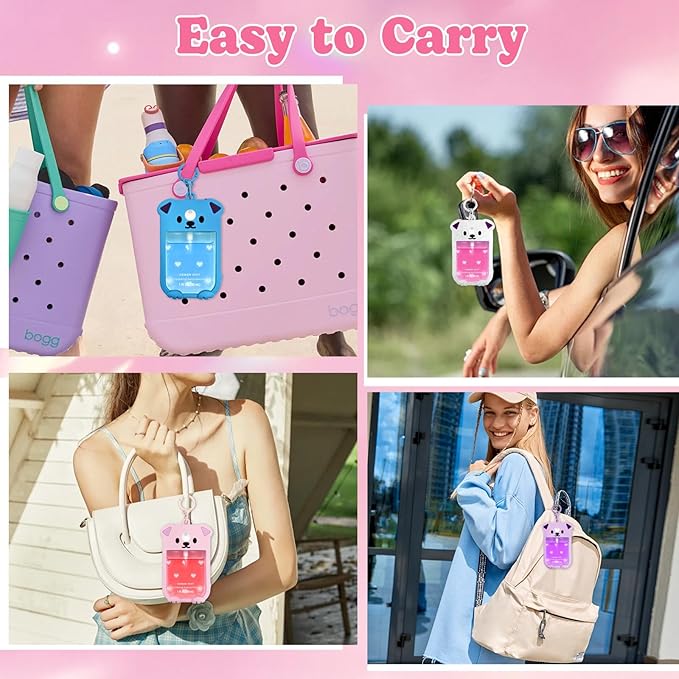 Puppy Silicone Case for Touchland Hand Sanitizer Spray 1 floz (30ml), Cute Dog Cover with Keychain & 5 Charms