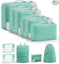 11 Set Packing Cubes for Travel, Gifts for Women Mom Kids, TSA Approved Bags for Makeup, Cosmetic, Toiletry, Suitcase Organizers for Checked Luggage, Cruise Essentials, Airplane Accessories, Sky Blue