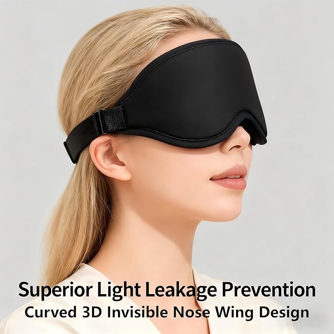 YA Ming 3D Eye Mask for Sleep with Nose Bridge, Adjustable Memory Foam Sleep Mask for Travel, Airplane Flight Essentials