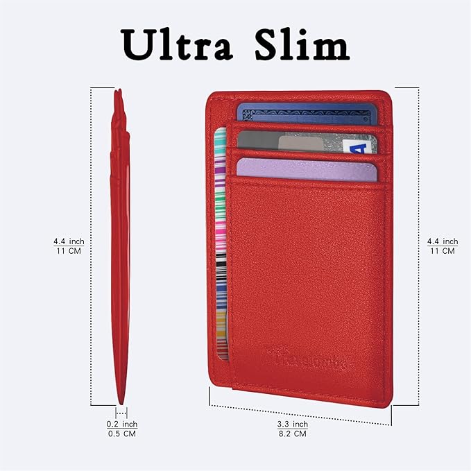 Travelambo Front Pocket Minimalist Leather Slim Wallet RFID Blocking Medium Size