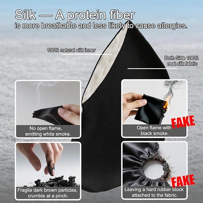 Silk Sleep Mask,100% Natural Eye Masks for Sleep/Women/Men Satin and Lightweight Complete Blackout Sleeping Mask Ergonomic Design for Side Sleeper,Travel,Airplane with Pouch Large(L)