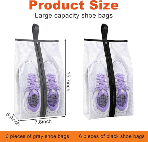 12 Pcs Shoe Bags for Travel, Waterproof Travel Shoe Bag with Zipper & Handle Portable Shoe Storage Bag Portable Boots Organizer for Men Women