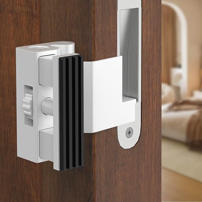 Upgraded Portable Door Lock for Travel & Home - No Drill Anti-Kick Door Reinforcement Lock with 800lbs Strength, Fits Inward Swing Doors, White