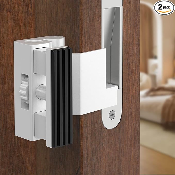 Upgraded Portable Door Lock for Travel & Home - No Drill Anti-Kick Door Reinforcement Lock with 800lbs Strength, Fits Inward Swing Doors, White