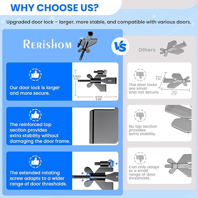 2 Pack Black Portable Door Lock Home Security Door Locker Travel Lockdown Locks for Additional Safety and Privacy Perfect for Traveling Hotel Home Apartment College