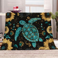Sea Turtle Blanket Twin Size, Yellow Sunflowers Fleece Blanket for Couch Bed Sofa, Ocean Floral Blankets and Throws, Marine Reptile Super Soft Cozy Plush Flannel Blanket 60x80, Decor & Gift