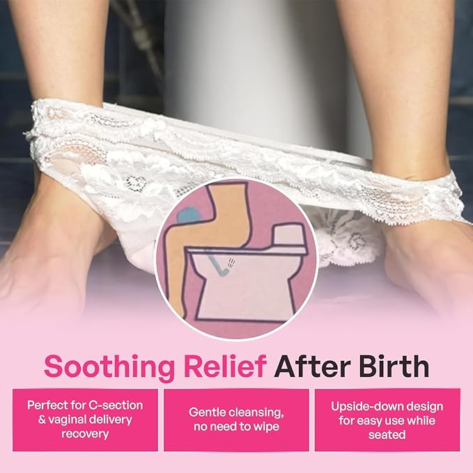 Portable Bidet Bottle for Women - Personal Upside Down Peri Bottle for Feminine Hygiene, Postpartum & Period Care with Angled Sprayer & Storage Bag - Perfect for Travel & New Moms (10 oz)