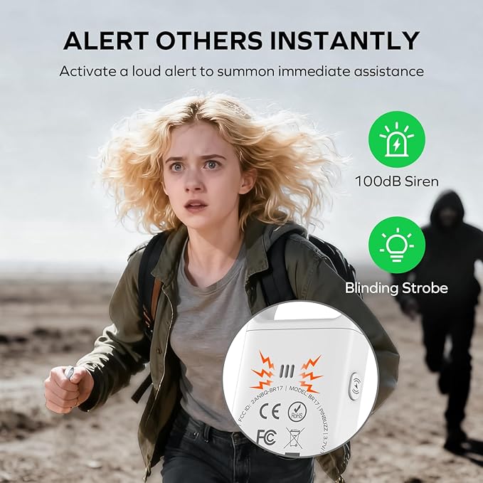Momax Key Finder Tracker Tag – Smart Personal Alarm Rechargeable Tracking Device with SOS Alert & LED Strobe, Find My (iOS Only), Anti-Lost Tags with Keychain, Travel Gadget for Women, Girls, White