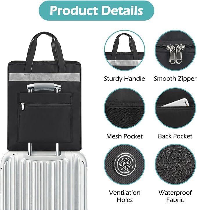 ZHIERNA Shoe Bags for Travel with Handle, Travel Shoe Bags for Packing, Portable Shoes Storage Bag Organizer, Travel Luggage Shoe Bag for Women Men Holds 6 Pair of Shoes (Black)