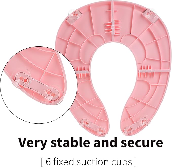 Funbliss Portable Potty for Toddler,Potty Training Essentials for Boys and Girl, Portable Toilet Training Seat with Non-Slip Suction Cups,Travel Bag,Pink
