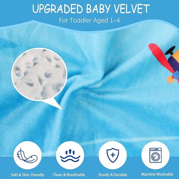 Airplane Bed for Toddler with Blanket, Baby Airplane Travel Essentials, Airplane Seat Extender for Kids, Plane