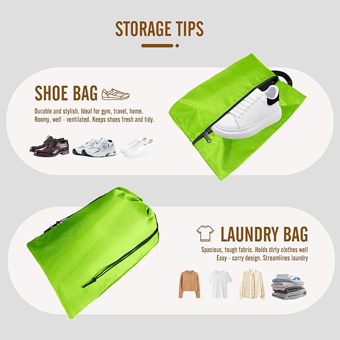 8 Set Compression Packing Cubes for Travel, Expandable Luggage Organizer with Shoe Bag & Laundry Bag - Lightweight Suitcase & Backpack Travel Essentials (Green)