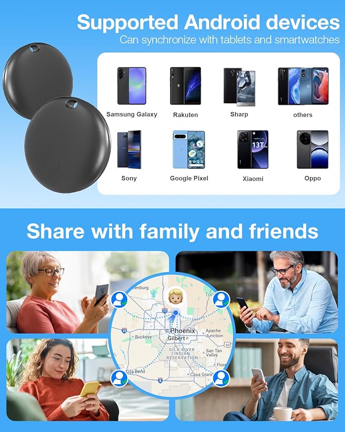 Air Tags for Android,Air Tags-4 Pack Android,2 Year Battery Life,Air Tracker Tags with 4 Case,Google Find Trackers for Google'S Find Hub App,IP65 Waterproof Luggage Tracker for Keys