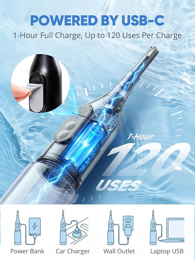 ONTHEWEI Handheld Electric Portable Travel Bidet, Pocket-Sized with Dual Pressure Modes, 360° Nozzle, IPX7 Waterproof & USB-C Rapid Charge for Postpartum Care & Personal Hygiene for Men & Women