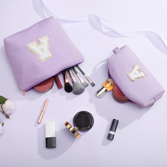 YOOLIFE Easter Gifts for Girls, Gifts for Teen Girls, Birthday Gifts Idea for Mom Her | Personalized Cute Makeup Bag for Girlfriend | 21st Birthday Gifts for Her Makeup Pouch Monogram Makeup Bag J
