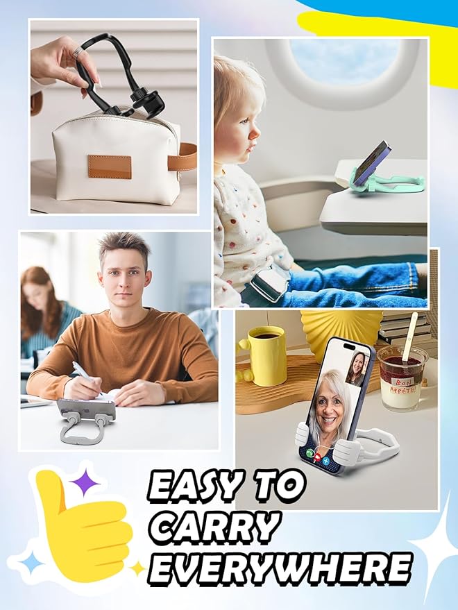 CALDEVER Stocking Stuffers for Men Women Teens Kids Gifts for Men Christmas: Thumbs Up Lazy Phone Stand Holder Funny Gadgets Teenage Boys Girls (Purple+Yellow+Black+White+Green+Grey+Blue+Pink, 8)