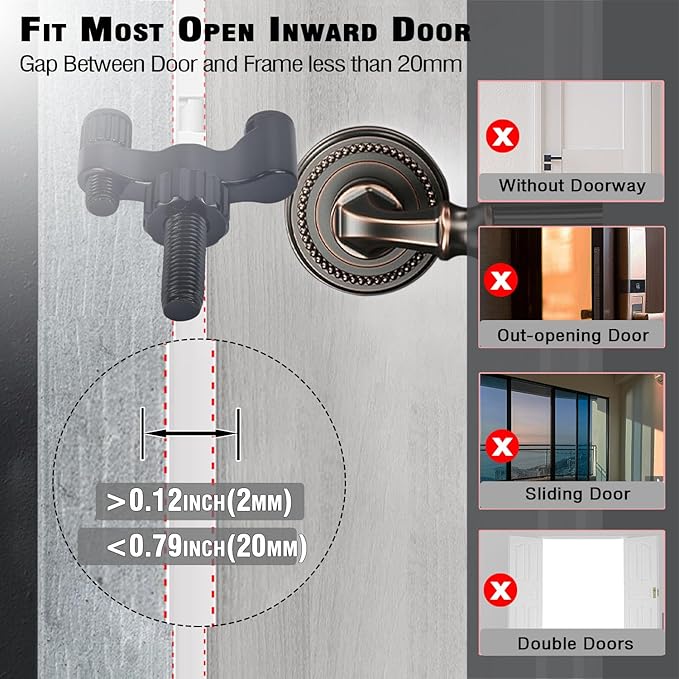 Adjustable Portable Door Lock, Hotel Door Stoppers for Travelers Safety to Prevent Unauthorized Entry,for Traveling Hotel Home Apartment College