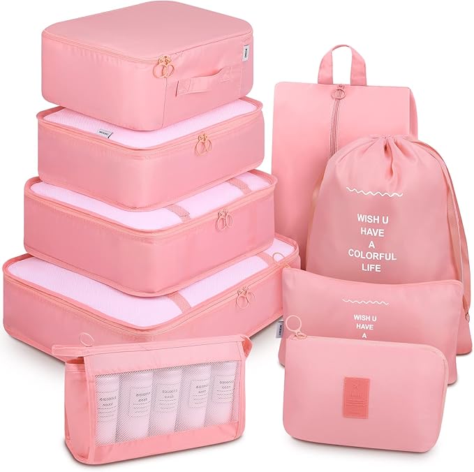 Mossio 9 Set Packing Cubes with Shoe Bag & Electronics Bag - Luggage Organizers Suitcase Travel Accessories