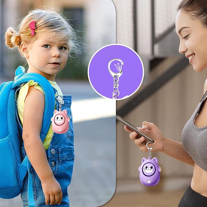 Personal Alarm Keychain for Women with LED Light, Safe Sound 130dB Loud Siren, Cute Emergency Self-Defense Safety Alarm , Security Siren for Children,